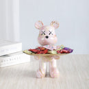 Escultura Urso Graffiti Art com Bandeja em Aço Inox – Peça Única de Design 20cm