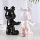Escultura Urso Graffiti Art com Bandeja em Aço Inox – Peça Única de Design 20cm