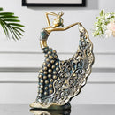 Escultura Decorativa Dançarina Pavão em Cerâmica – Arte Abstrata de Luxo 28,5cm