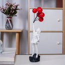 Escultura Menina com Balões em Resina – Arte de Coleção para Mesa 25cm