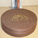 Almofada de Meditação em Linho com Bordado de Lótus – Tatami 40x6cm Lavável
