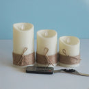 Kit 3 Velas LED com Chama Dançante – Sem Fio, com Corda Rústica Decorativa